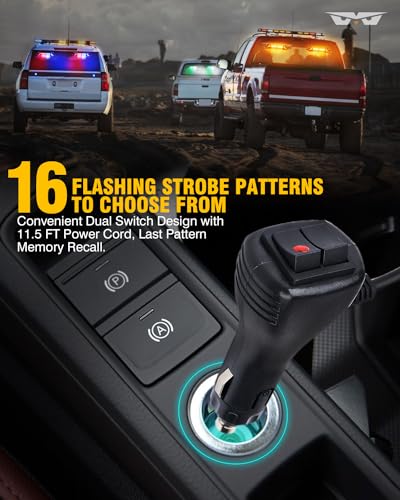 LUMENIX LED Emergency Dash Strobe Lights Aluminum, Front Windshield Visor Safety Warning Traffic Caution Deck Split Flashing Light for Firefighter First Responder Vehicles Fire Trucks- White Red - Image 4