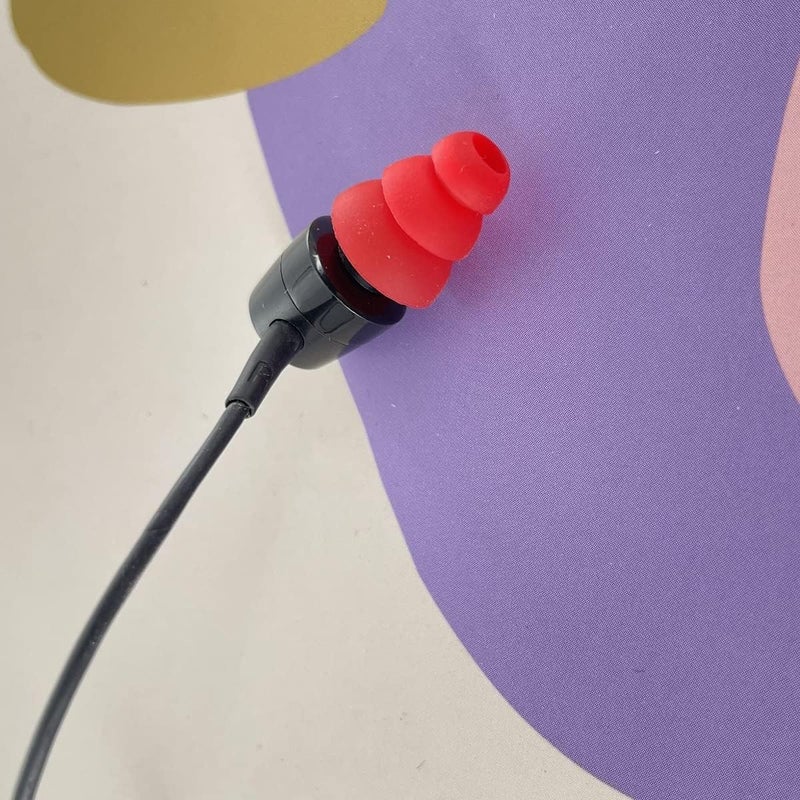 JNSA 3 Flange Ear Tip Noise Isolation Triple Flange Eartip Replacement Earbuds Tips Compatible with Most Earbuds Diameter 4mm - 5mm in-Ear Earphones,S/M/L,6 Pairs, Red 3F6P3R - Image 2