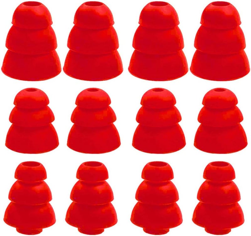 JNSA 3 Flange Ear Tip Noise Isolation Triple Flange Eartip Replacement Earbuds Tips Compatible with Most Earbuds Diameter 4mm - 5mm in-Ear Earphones,S/M/L,6 Pairs, Red 3F6P3R - Image 1
