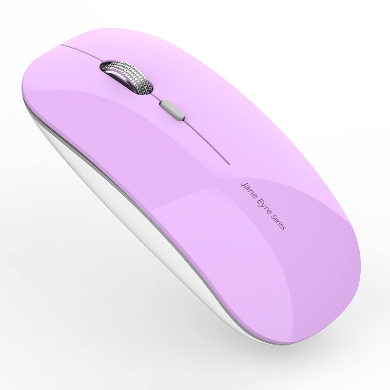 Uciefy Q5 Slim Rechargeable Wireless Mouse, 2.4G Portable Optical Silent Ultra Thin Wireless Computer Mouse with USB Receiver and Type C Adapter, Compatible with PC, Laptop, Desktop (Purple) - Image 1