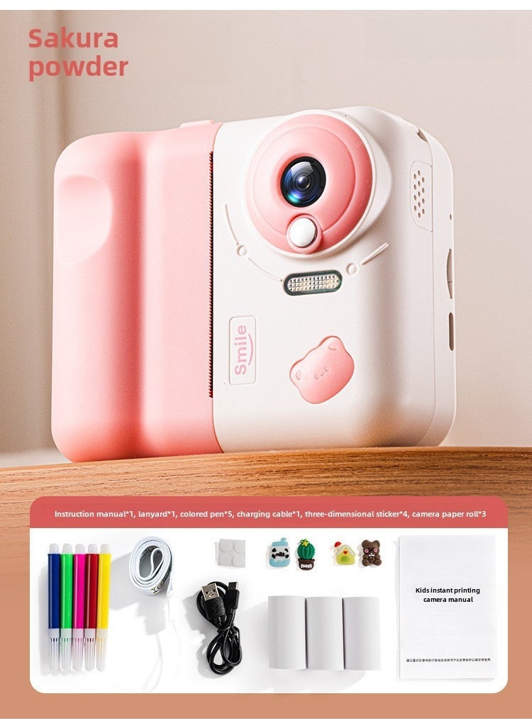1 x 5 pcs JJRC Mini Digital Camera Toy HD Video Instant Print Holiday Gift Sakura Powder 
