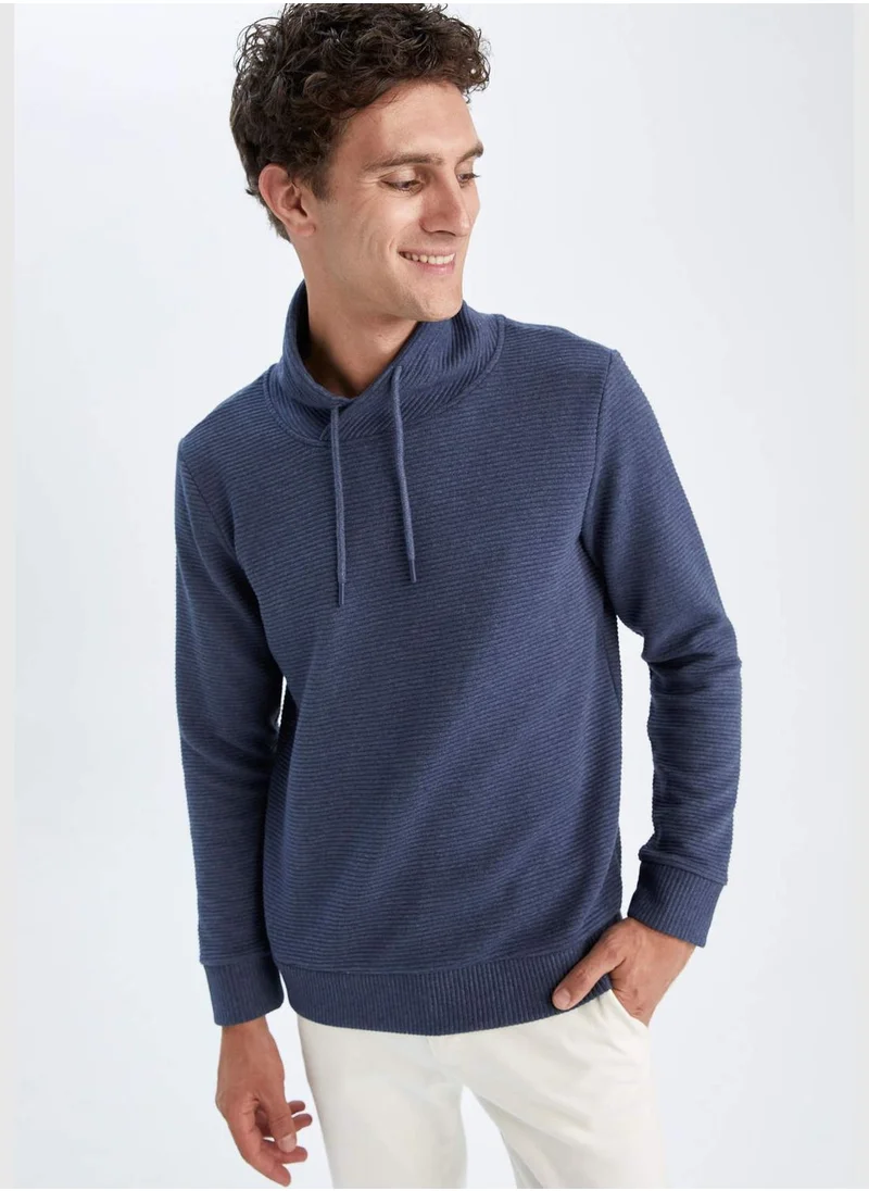 DeFacto Man Shawl Neck Long Sleeve Knitted Sweatshirt