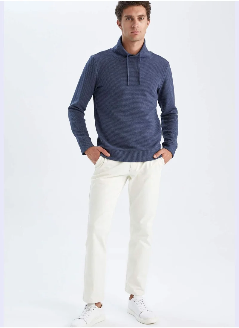 DeFacto Man Shawl Neck Long Sleeve Knitted Sweatshirt