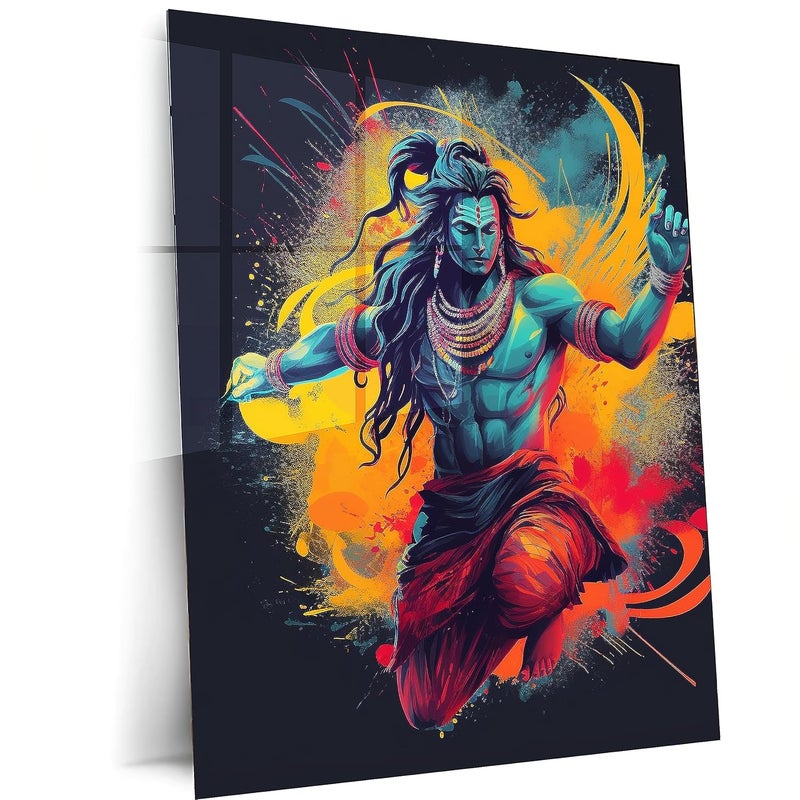 TURTLEWINGS Divine Rhythm Canvas of Mahadev Shankar Dancing Poster Frames HD Metal Print 12 8 inch
