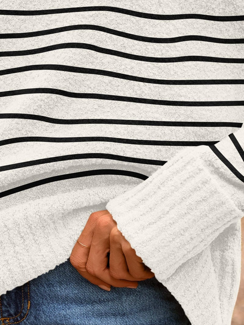 LILLUSORY Oversized Sweater Womens 2026 Fall Fashion Outfits Pullover Long Tunic Old Money Winter Cozy Clothes Cute Crewneck Trendy Knit Chunky Warm Knitted Ladies Top Striped - Image 5