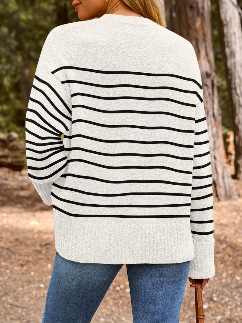 LILLUSORY Oversized Sweater Womens 2026 Fall Fashion Outfits Pullover Long Tunic Old Money Winter Cozy Clothes Cute Crewneck Trendy Knit Chunky Warm Knitted Ladies Top Striped - Image 4