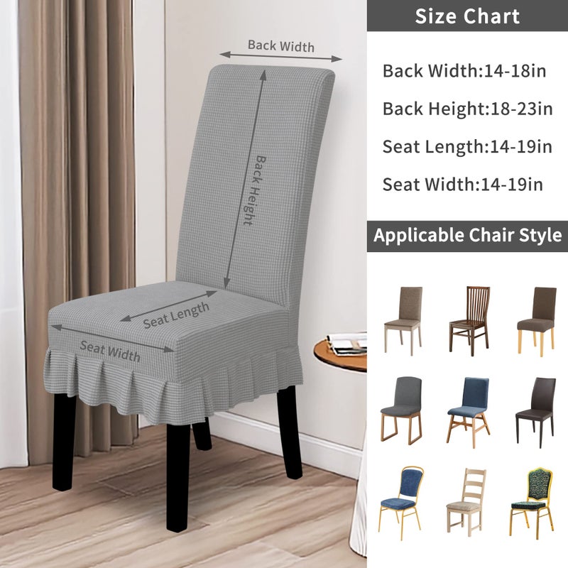 Easy-Going Dining Chair Covers Stretch Parsons Chair Slipcover with Skirt Chair Covers for Dining Room Restaurant Banquet (2 PCS, Light Gray) - Image 3