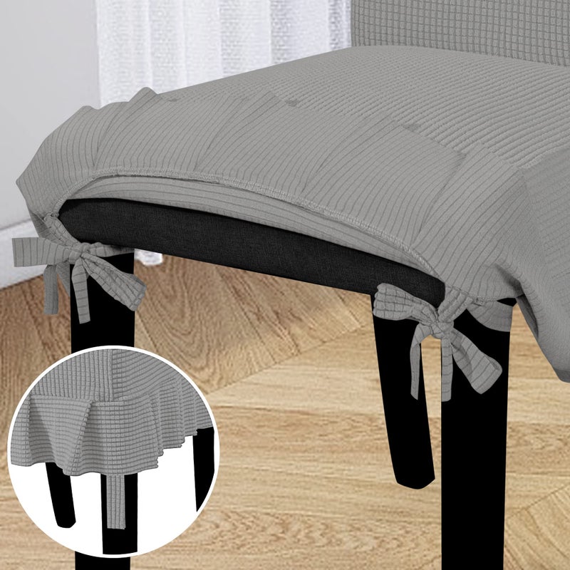 Easy-Going Dining Chair Covers Stretch Parsons Chair Slipcover with Skirt Chair Covers for Dining Room Restaurant Banquet (2 PCS, Light Gray) - Image 5