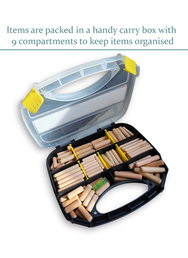 Vixel - VIXEL 190+ pcs Wooden Dowels Box for Repair, DIY and Home Improvement Including Wooden Dowels and Level Gauge - Image 1