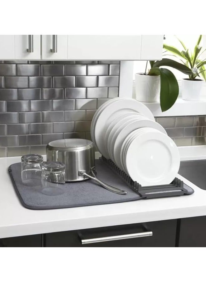 WIDEWINGS Dish Rack & Mat, Foldable, Space Saver, GREY, Plastic, Countertop Mount, Drying Dishes, Wine Glasses, Bowls, Dishes - Design may vary.  - Image 3