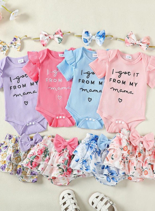 Mioglrie 3-6 Months Girl Clothes Romper Shorts Set Summer Baby Girl Outfits Pink Baby Girl Stuff Baby Girls' Clothing Floral Newborn Baby Girl Clothes - Image 5