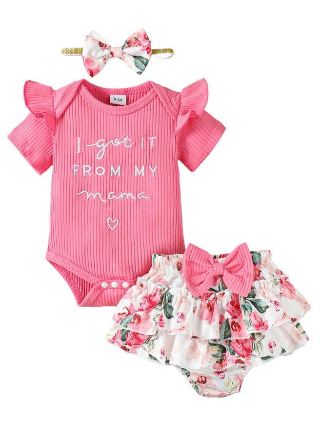 Mioglrie 3-6 Months Girl Clothes Romper Shorts Set Summer Baby Girl Outfits Pink Baby Girl Stuff Baby Girls' Clothing Floral Newborn Baby Girl Clothes - Image 1