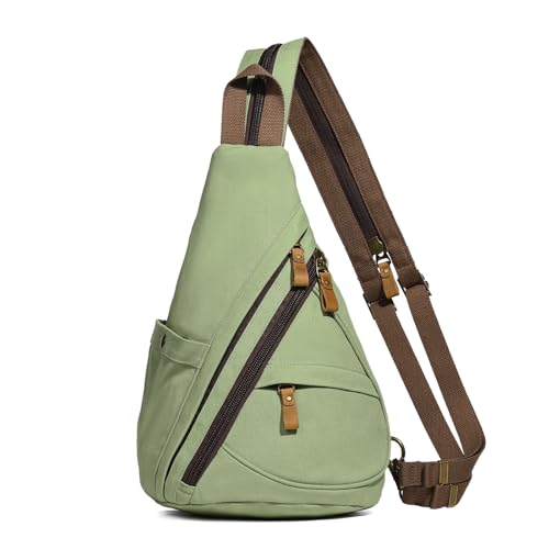 KL928 Canvas Sling Bag - Small Crossbody Backpack Shoulder Casual Daypack Rucksack for Men Women(Large Version) - Image 1