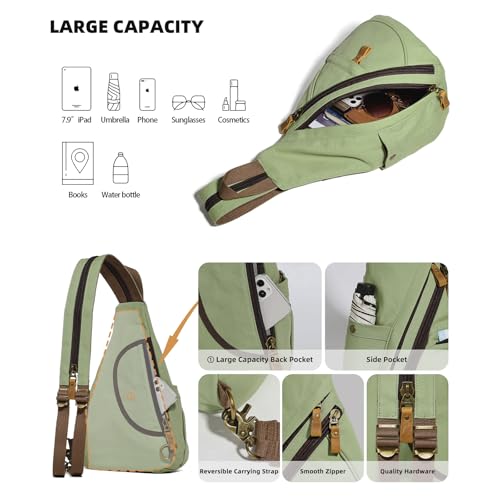 KL928 Canvas Sling Bag - Small Crossbody Backpack Shoulder Casual Daypack Rucksack for Men Women(Large Version) - Image 4