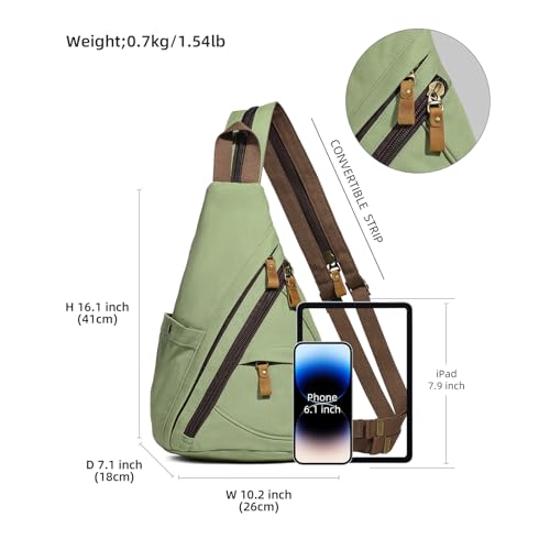 KL928 Canvas Sling Bag - Small Crossbody Backpack Shoulder Casual Daypack Rucksack for Men Women(Large Version) - Image 2