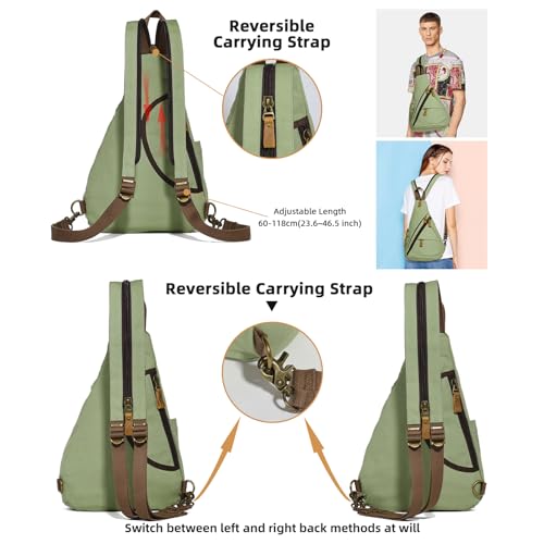 KL928 Canvas Sling Bag - Small Crossbody Backpack Shoulder Casual Daypack Rucksack for Men Women(Large Version) - Image 3