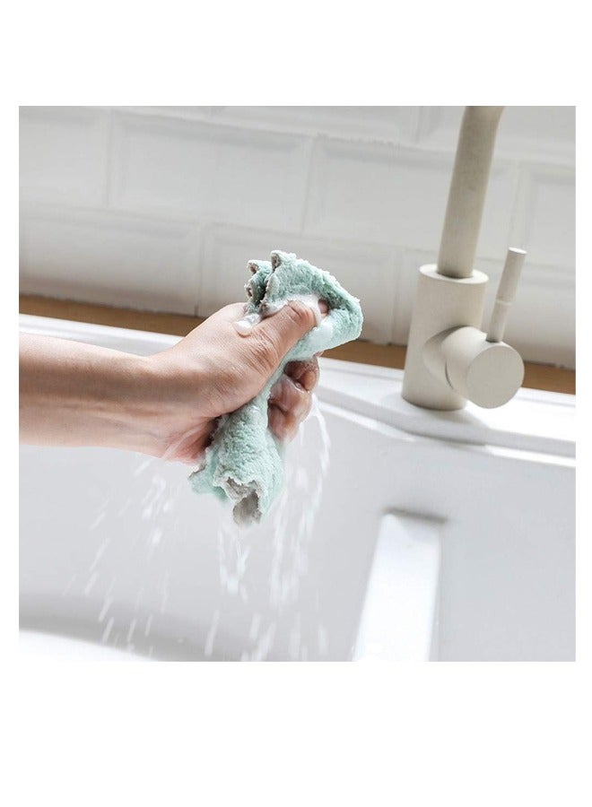 Dish Towels, 12pcs Microfiber Cleaning Cloth Absorbent Cloth Glass Cleaning Cloth Rag, Green Gray - Image 2