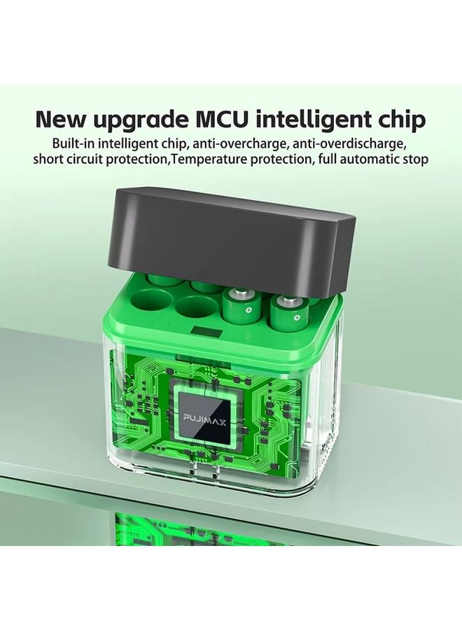 PUJIMAX 8 Slot AAA Lithium Battery Charger Case With 8 1100mWh Batteries Fast Charging - Image 4