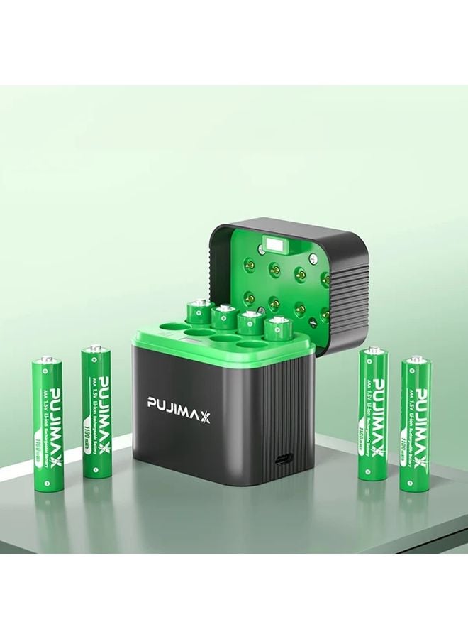 PUJIMAX 8 Slot AAA Lithium Battery Charger Case With 8 1100mWh Batteries Fast Charging - Image 1