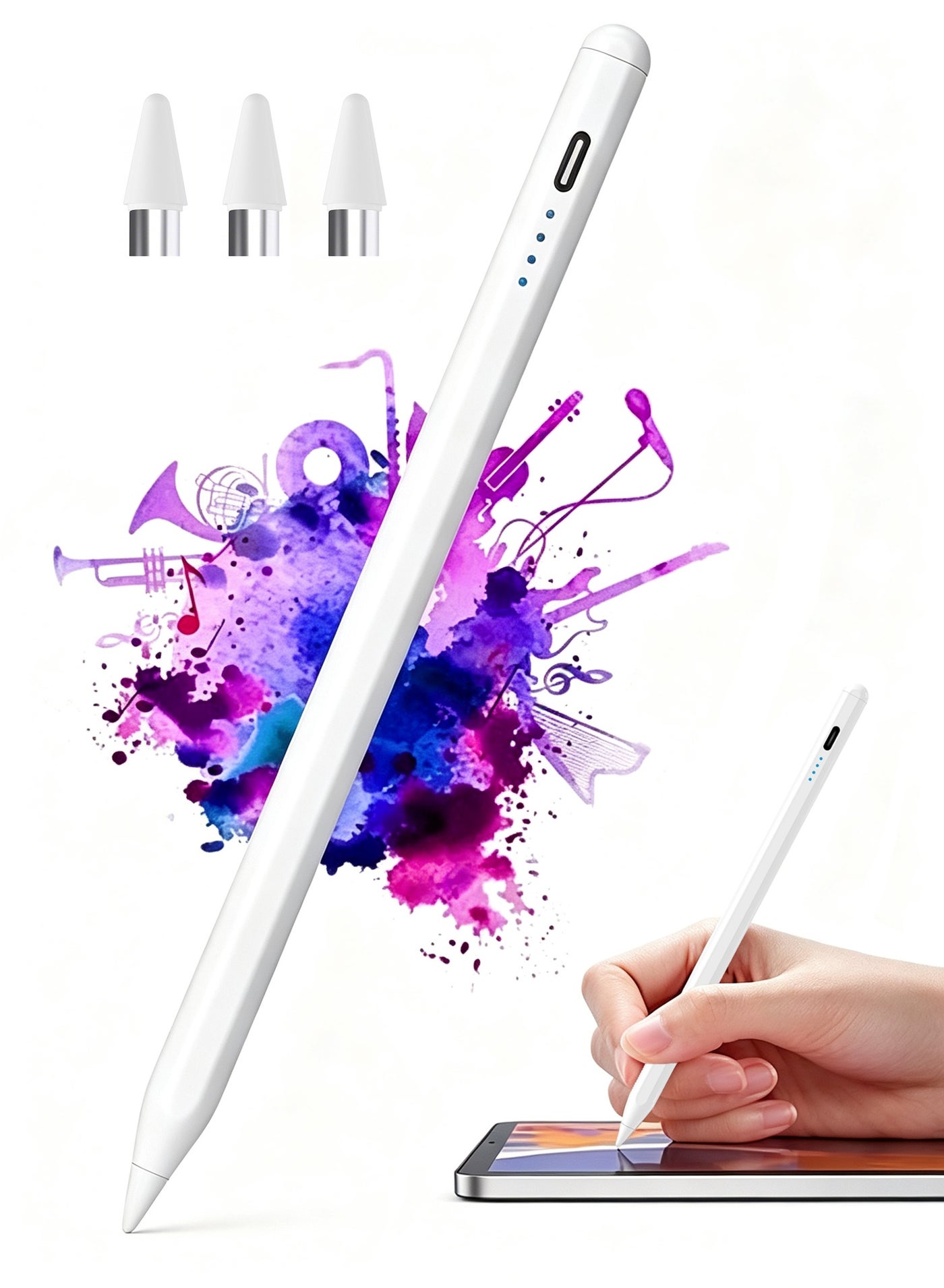 Universal Active Stylus Pen Compatible with Huawei/Honor/Samsung/Lenovo/Xiaomi and Other Android Smartphone and Tablet Devices Tablet Pen, White (Not for iPad/iPhone)