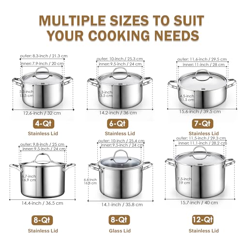 Cooks Standard وعاء طهي متعدد الطبقات من الفولاذ المقاوم للصدأ، سعة 7 لتر لطهي المعكرونة، وعاء طهي هولندي مع غطاء، وعاء عميق للطهي بالتحريض - Image 2