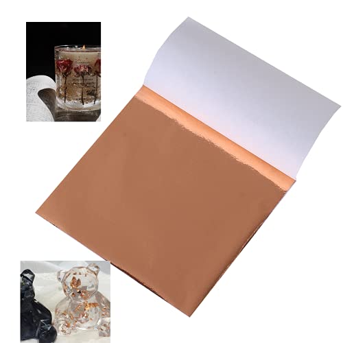 DECONICER 100Sheets Rose Gold Leaf SheetsPure Copper Leaf Sheets Gold Foil Sheets Multipurpose for ArtPaintingDecorationFurnitureCraftsPicturesFramesNails315335 inches - Image 1