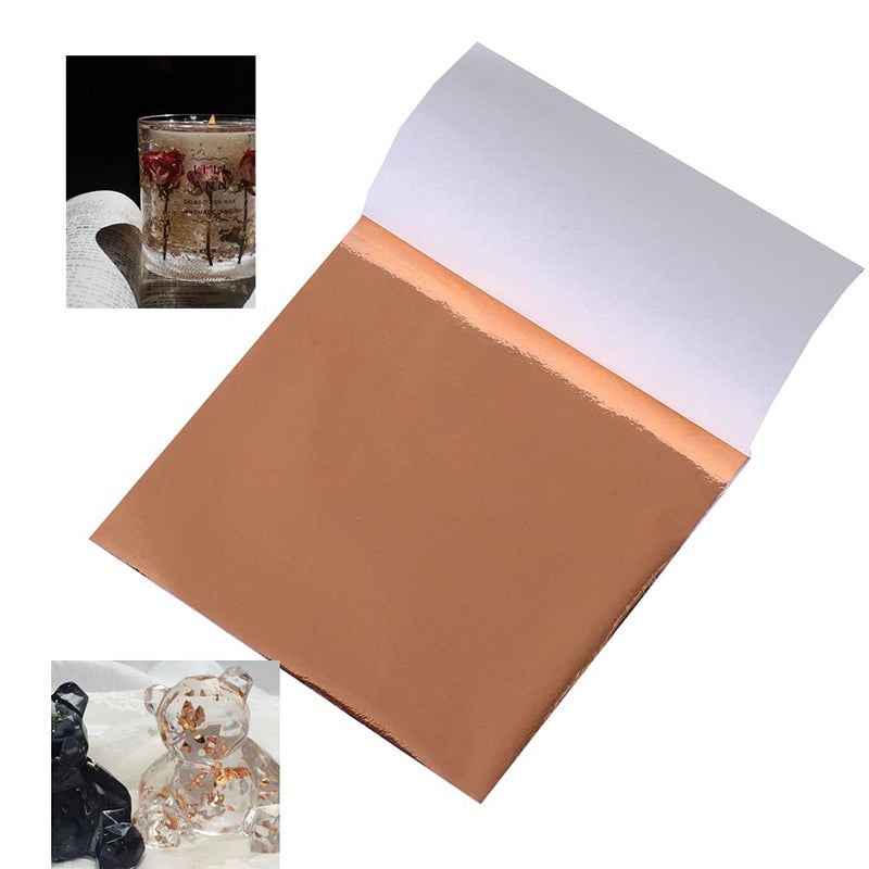 DECONICER 100Sheets Rose Gold Leaf SheetsPure Copper Leaf Sheets Gold Foil Sheets Multipurpose for ArtPaintingDecorationFurnitureCraftsPicturesFramesNails315335 inches - Image 3