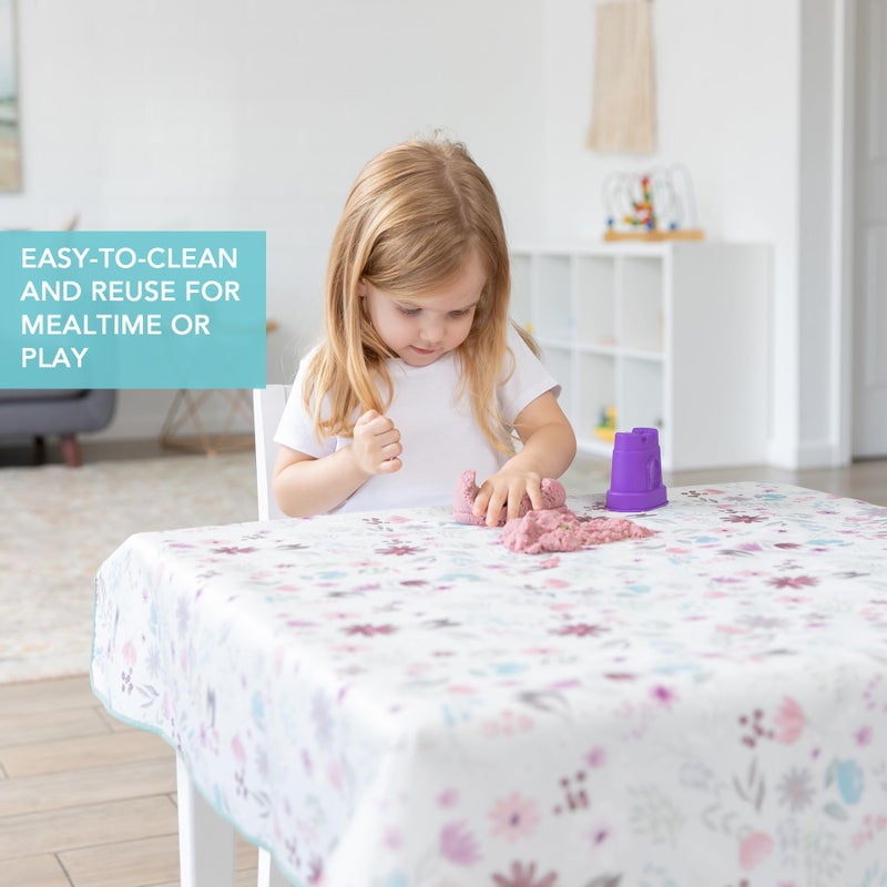 Bumkins Baby Splat Mat for Under High Chair, Babies Toddlers Eating Mess Mat, Waterproof Reusable Cloth for Arts and Crafts, Playtime Mat for Kids, Floors or Tables, Fabric 42inx42in, Floral Gray - Image 4