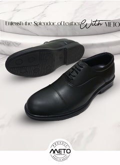 Meto Black genuine leather lace-up formal Oxford shoes from Meto  - Image 2