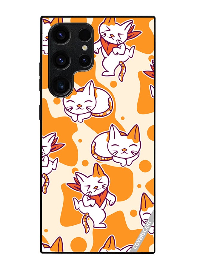 Protective Case Cover For Samsung Galaxy S23 Ultra Chilling Cat Pattern Design Multicolour