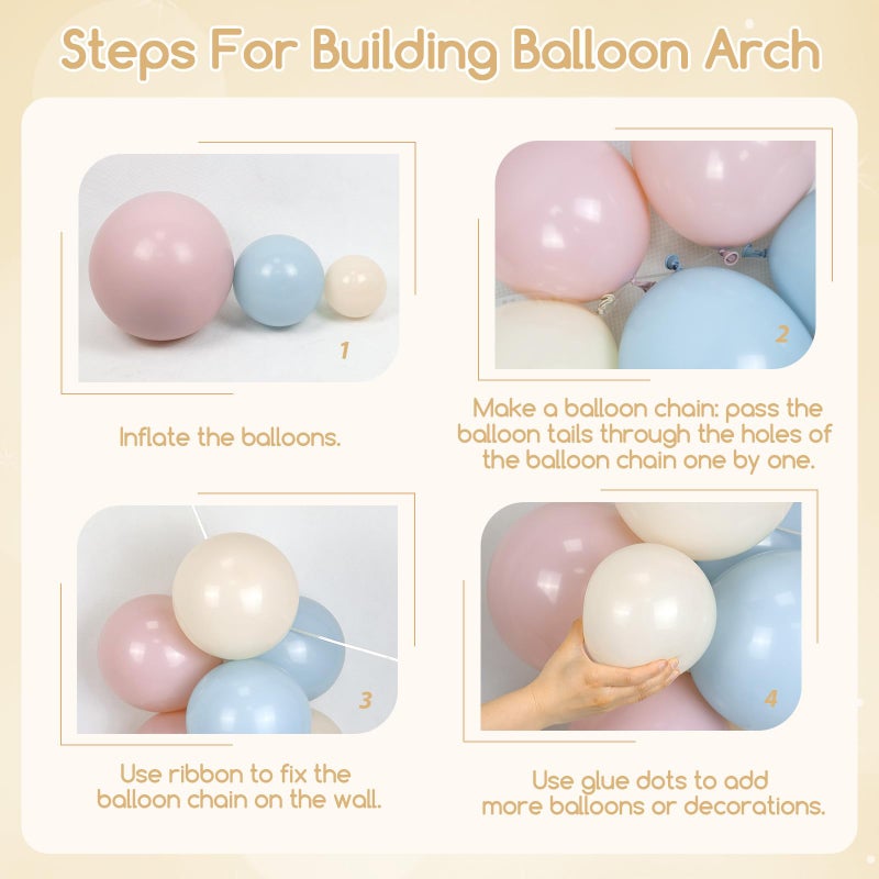 Leraqertra Gender Reveal Balloon Arch Kit, 130pcs Pink and Blue Balloons with Sand White Balloons for Boho Gender Reveal Birthday Baby Shower Decorations - Image 3