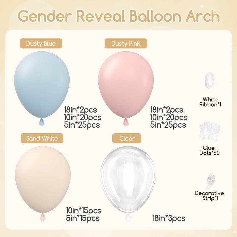 Leraqertra Gender Reveal Balloon Arch Kit, 130pcs Pink and Blue Balloons with Sand White Balloons for Boho Gender Reveal Birthday Baby Shower Decorations - Image 2