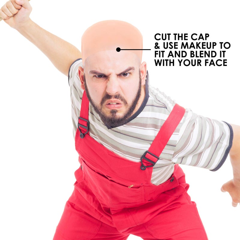 Skeleteen قبعة صلعاء من سكيليتين - قبعة جلدية مزيفة لملابس الكبار والأطفال - Image 3