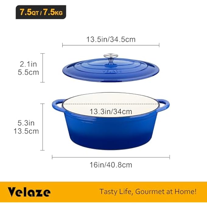 Velaze Dutch Oven 75 Quart Blue - Image 3