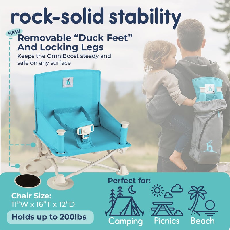 Hiccapop OmniBoost Travel Booster Seat with Tray for Baby | Folding Portable Seat for Dining Table, Camping, Beach, Grandmaâ€™s | Tip-Free Design Straps to Kitchen Chairs - Image 3