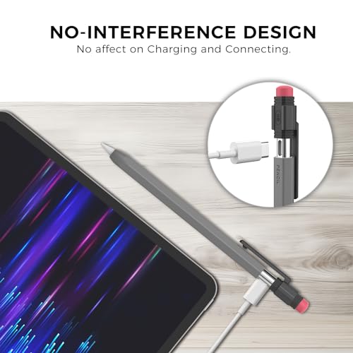 TRONWIN Apple Pencil USB C Case,Silicone Sleeve Protective Cover Perfect Grip Skin Classic Design with Sturdy Clip Compatible with Apple Pencil USB-c for ipad pro (Deep Grey) - Image 4