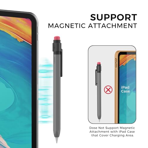 TRONWIN Apple Pencil USB C Case,Silicone Sleeve Protective Cover Perfect Grip Skin Classic Design with Sturdy Clip Compatible with Apple Pencil USB-c for ipad pro (Deep Grey) - Image 3