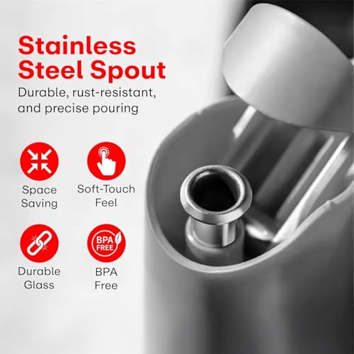 ZURATO Oil Dispenser, Glass Cooking Oil and Vinegar Bottle, Automatic Opening and Closing Edible Oil Pot, Leakproof, Stainless Steel Spout,Transparent Bottle with Auto-Flip Cap (500 ml) (1) - Image 2