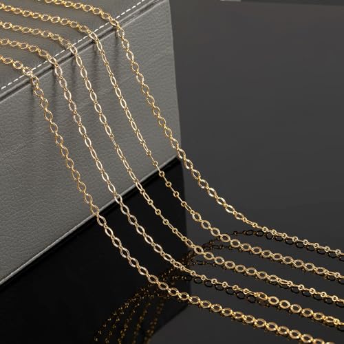 YOUBEIYEE 5 Meters 18K Gold Plated Chain for Jewelry Making, Shiny Light Gold Embossed Oval Cable Link Chain Spool Women Necklace Bracelet DIY Jewelry Findings - Image 5