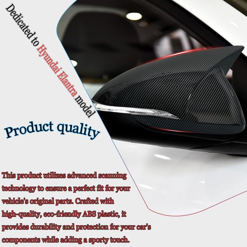 MUXEE غطاء مرآة الرؤية الخلفية لهيونداي إيلانتر 2017-2020 - ملحقات هيكل إشارة الانعطاف من ألياف الكربون - Image 5