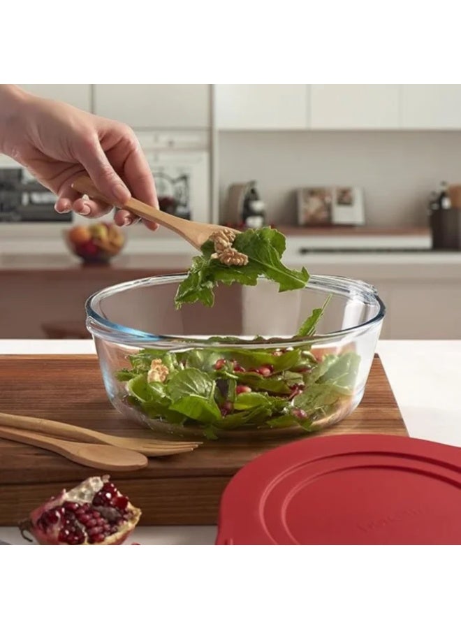 بوركام طاجن بوركام الزجاجي المستدير للفرن مع غطاء سيليكون، سعة 2.1 لتر، أحمر – صنع في تركيا - Image 4