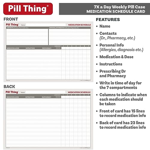 pill thing 7 Times a Day Weekly Pill Box Organizer Case, Secure 7X Pillbox with Medication Schedule, Includes Premium Lifetime Subscription to Medisafe App (7 Time-a-Day) - Image 5