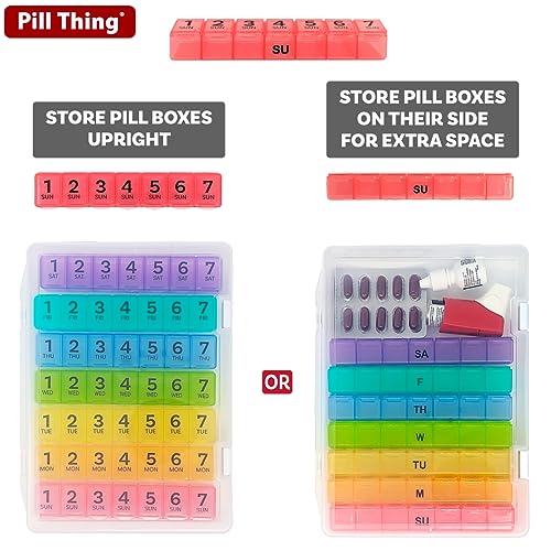 pill thing 7 Times a Day Weekly Pill Box Organizer Case, Secure 7X Pillbox with Medication Schedule, Includes Premium Lifetime Subscription to Medisafe App (7 Time-a-Day) - Image 2