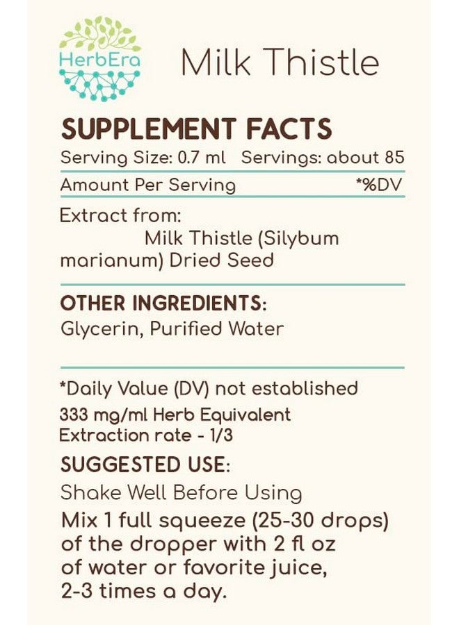 HerbEra مستخلص الأعشاب هيرب إيرا من حليب الشوك B60 خالي من الكحول، قطرات سائلة مركزة من حليب الشوك الطبيعي (سيليبوم ماريانوم) بذور مجففة (2 أونصة سائلة)  - Image 4