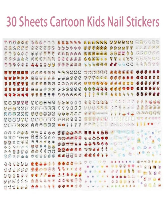 Fapiwen 30 Sheets Kids Nail Stickers, 3D Self-Adhesive Nail Art Sticker, Cute Cartoon Nail Decals for Girls, DIY Manicure Decorations Birthday Christmas Gift - Image 2