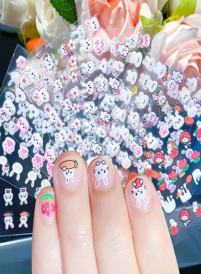 Fapiwen 30 Sheets Kids Nail Stickers, 3D Self-Adhesive Nail Art Sticker, Cute Cartoon Nail Decals for Girls, DIY Manicure Decorations Birthday Christmas Gift - Image 1