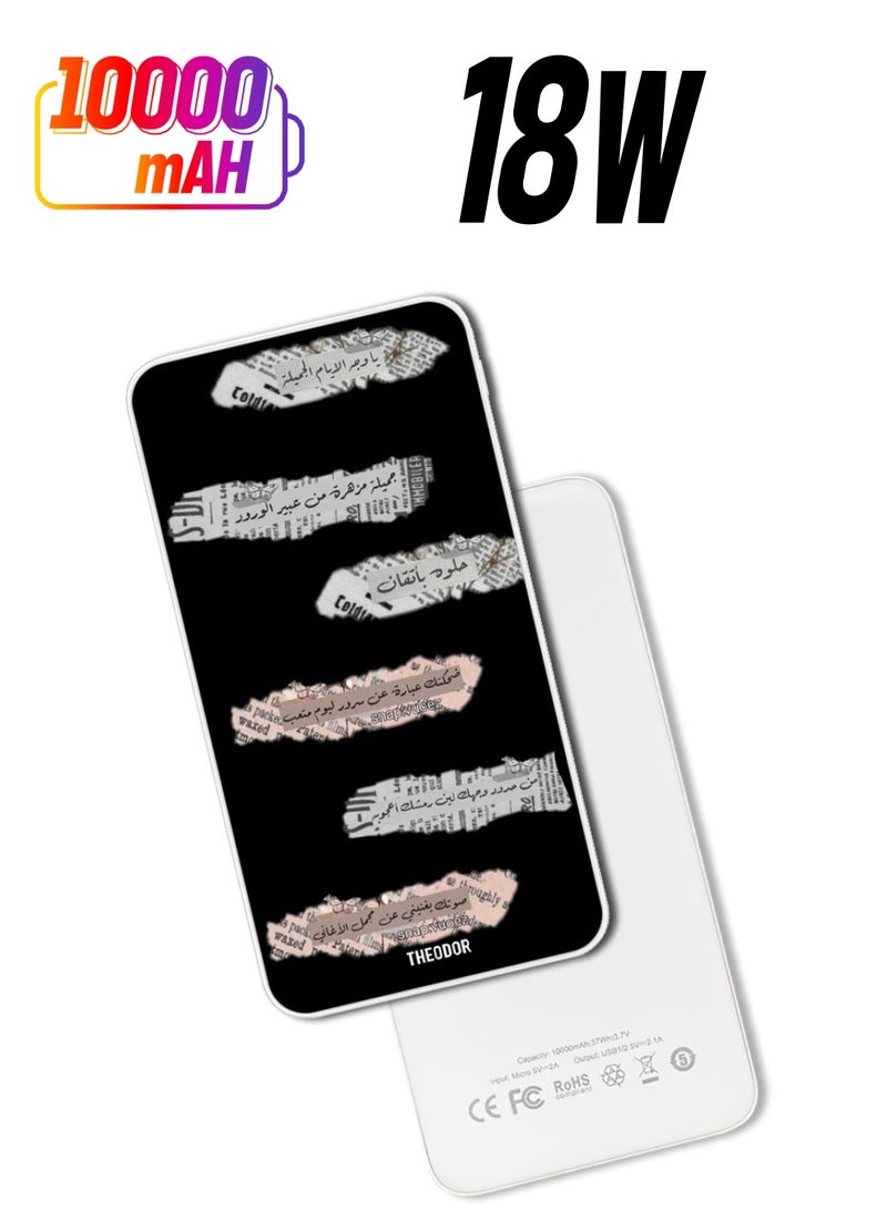 Theodor 10,000 mAh Super Fast Charging Ultra Compact Power Bank with Quick Charge & Power Delivery, Portable Charger For iPhone and Android Quote 9 - Image 1