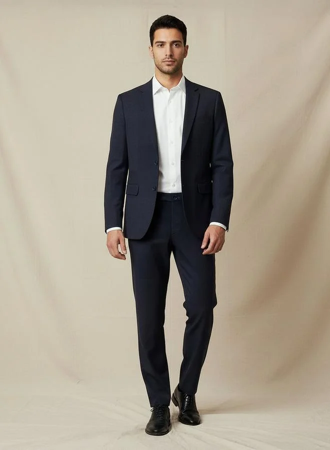 Splash FAV NAVY Slim Fit Dobby Flexi Waist Formal Trousers for Men | Best Price UAE
