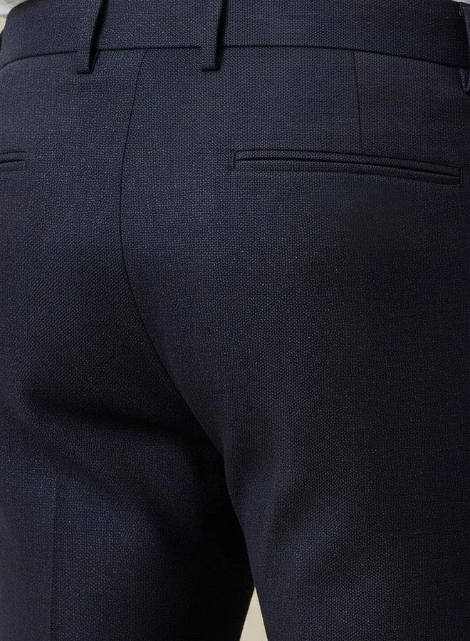 Splash FAV NAVY Slim Fit Dobby Flexi Waist Formal Trousers for Men | Best Price UAE