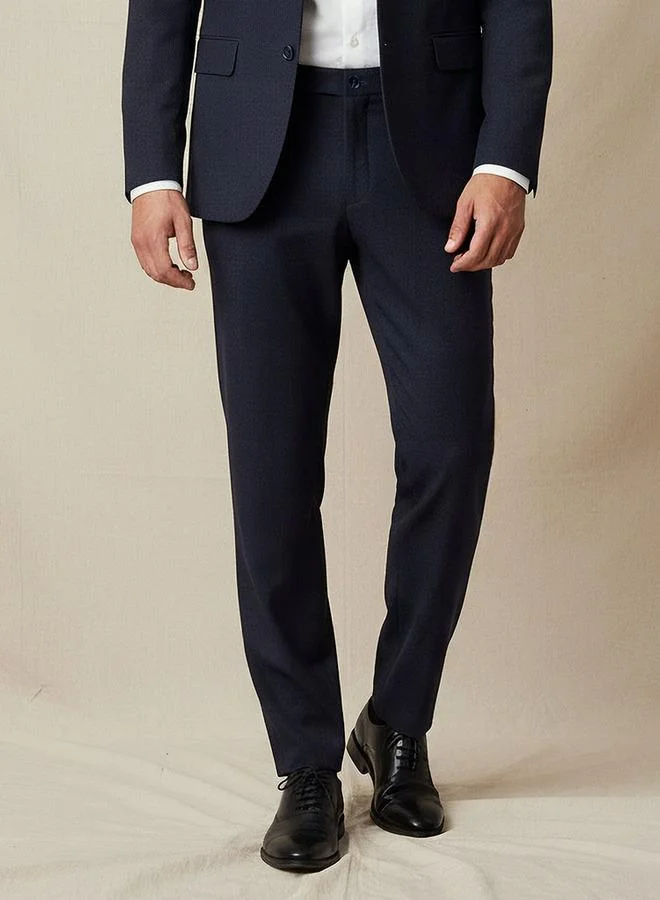 Slim Fit Dobby Flexi Waist Formal Trousers